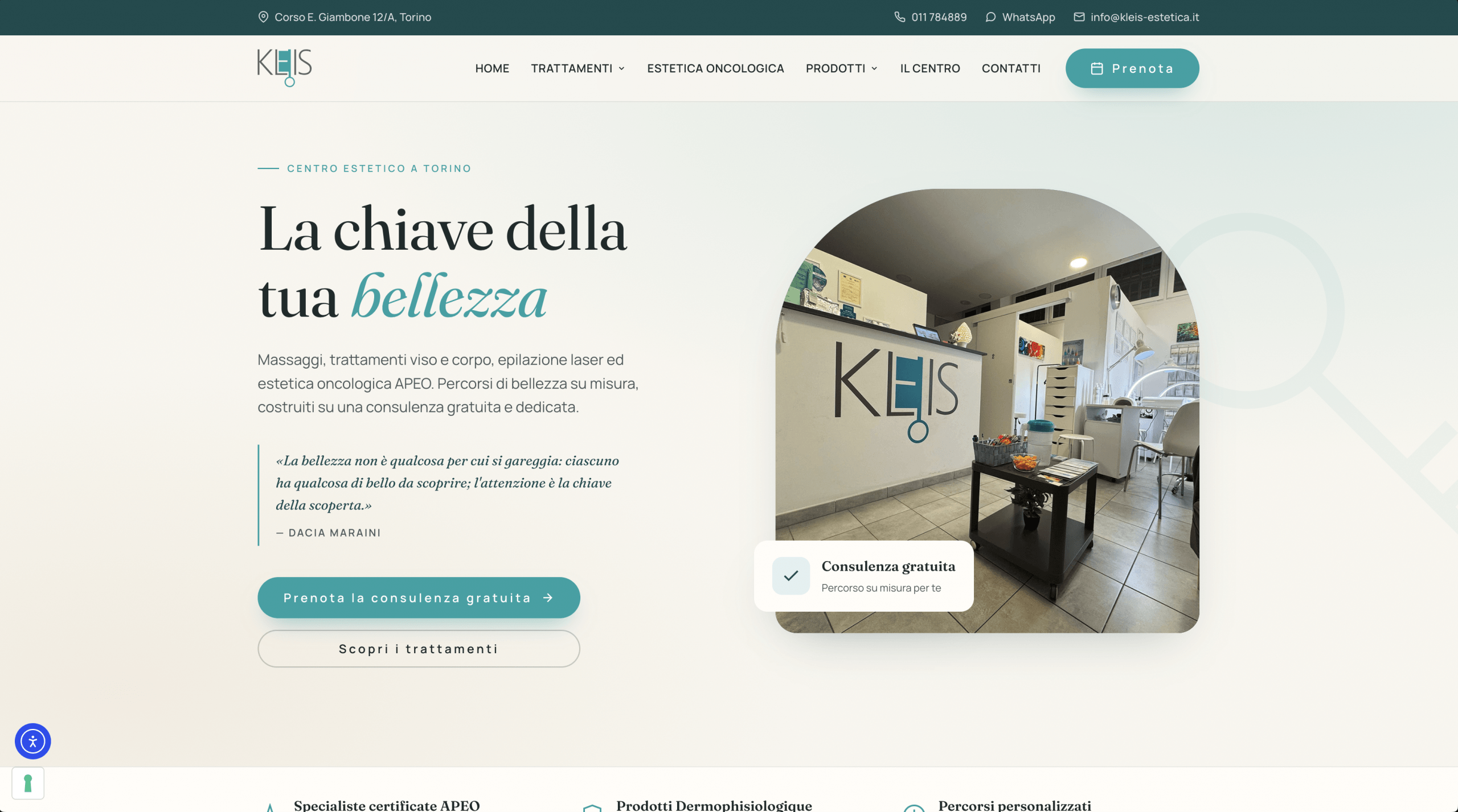 Kleis Estetica &mdash; sito web e Local SEO