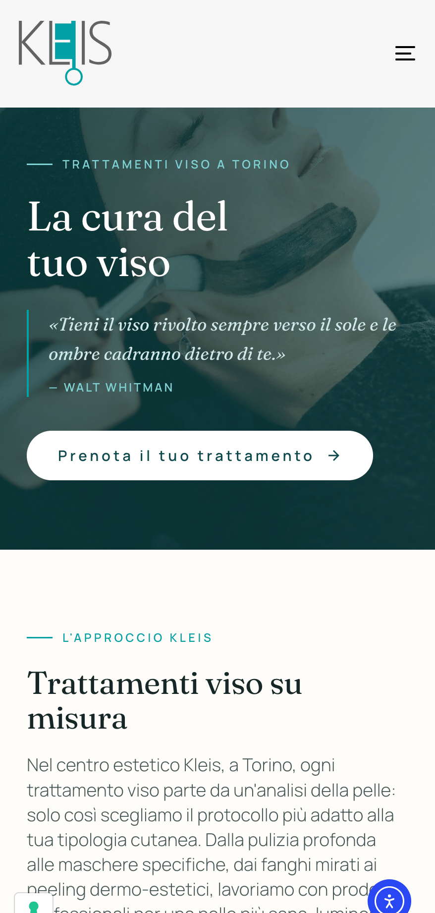 Kleis Estetica - visualizzazione mobile
