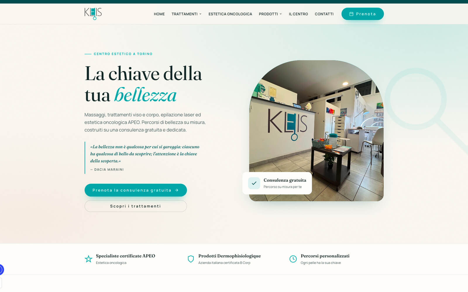 Kleis Estetica — sito web e Local SEO