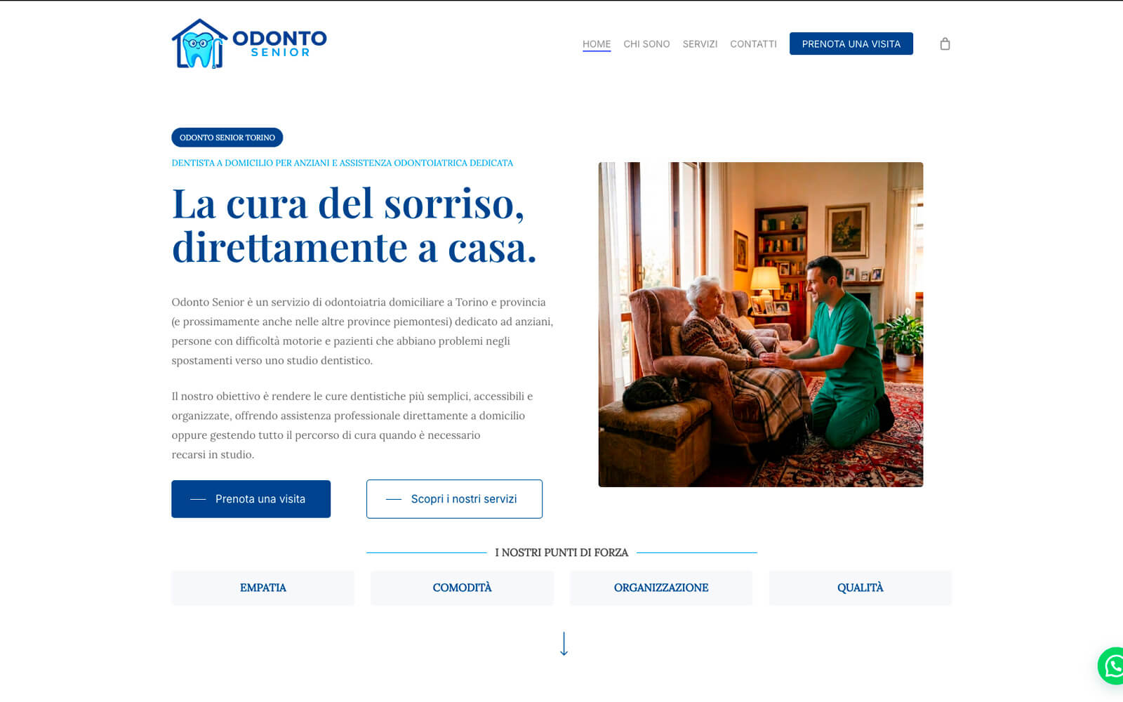 Odonto Senior — sito web per servizio di odontoiatria domiciliare